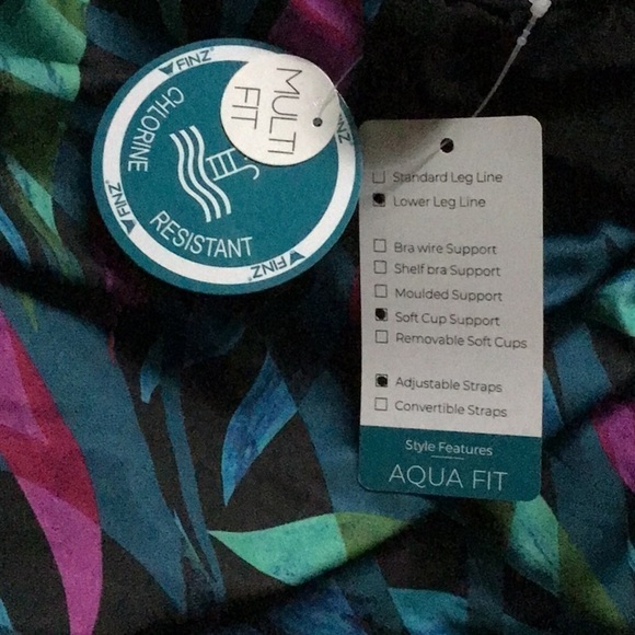 FINZ Australia Performance Graphic Leafy Print  Swimsuit One Piece Multi Fit Cup - Picture 3 of 5